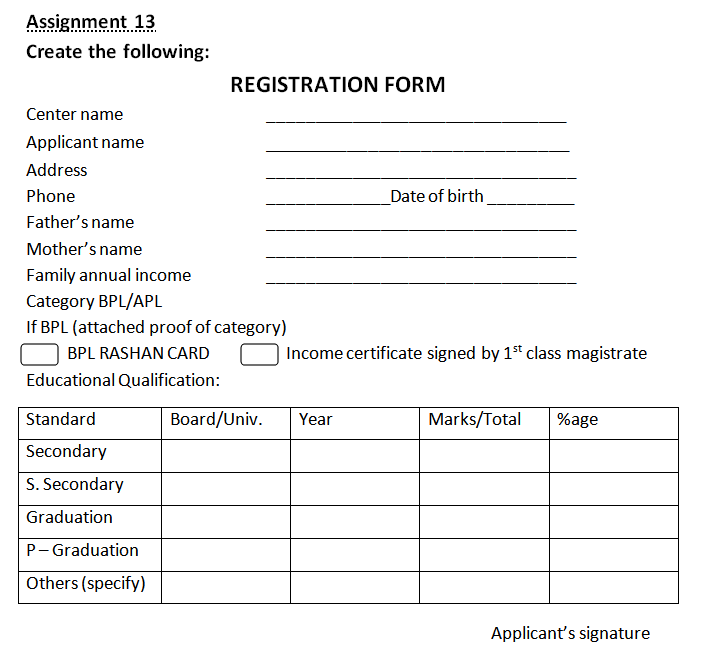 assignment ms word exercise