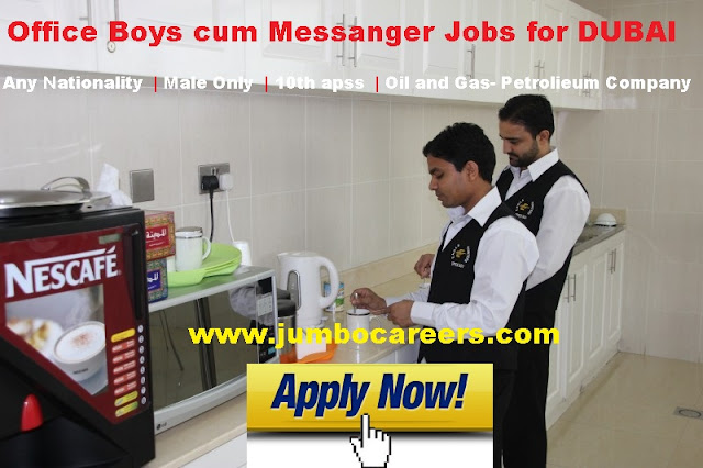 Office boy cum messanger jobs in UAE, Office boy jobs free recruitment in Dubai 2018, Office boy salary in Dubai