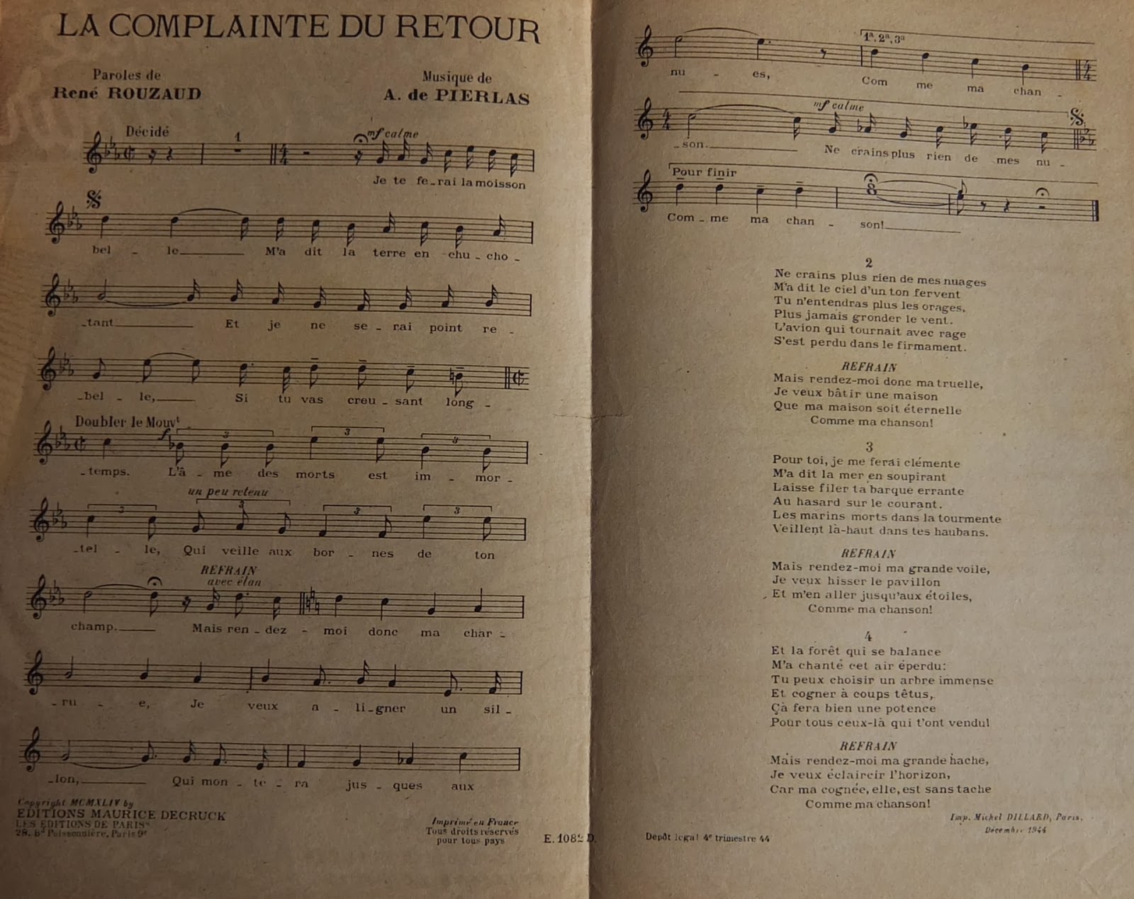 La Resistance Francaise: La complainte du retour (Chanson de guerre)