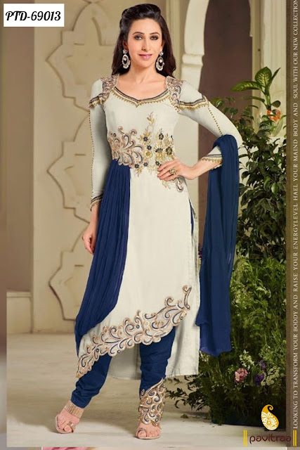 Buy Cream Color Chiffon Bollywood Super Star Karishma Kapoor Wholesale Salwar Suits Catalog Online Shopping with Discount Offer Sale