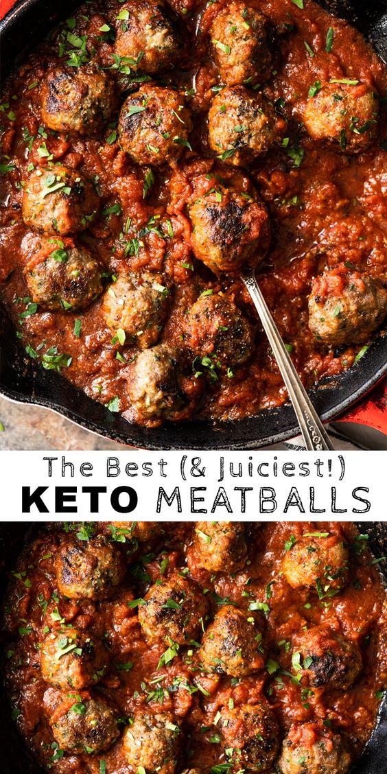 The Best Gluten Free & Keto Meatballs (with marinara sauce!) #keto #glutenfree #lowcarb #meatballs