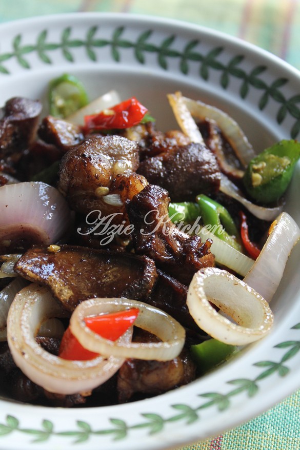 Paru Hati dan Jantung Goreng Kicap - Azie Kitchen