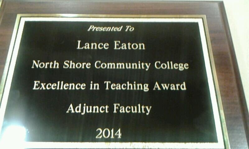 2014 North Shore Community College Excellence in Teaching Award for Adjunct Faculty - Lance Eaton