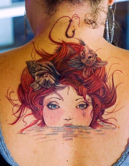Angel From Water Pool Tattoos, Water Pool Angel Tattoo Designs, Angel Crying Water Pool Design Tattoos, Artist,