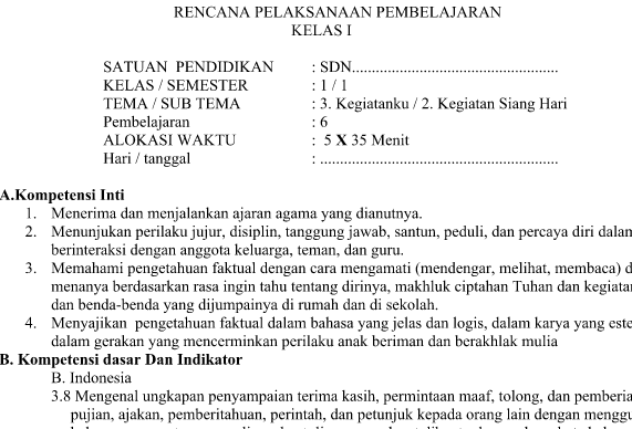 RPP Kurikulum 2013 Kelas 1 Tema 3 Subtema 2 Pembelajaran 6 Edisi Revisi 2016 RPP Kurikulum 2013 Kelas 1 Tema 3 Subtema 2 Pembelajaran 6 Edisi Revisi 2016