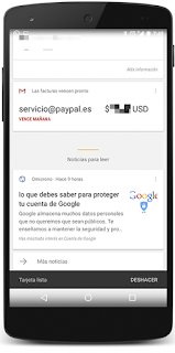 Tarjeta Google Now avisa vencimiento pago