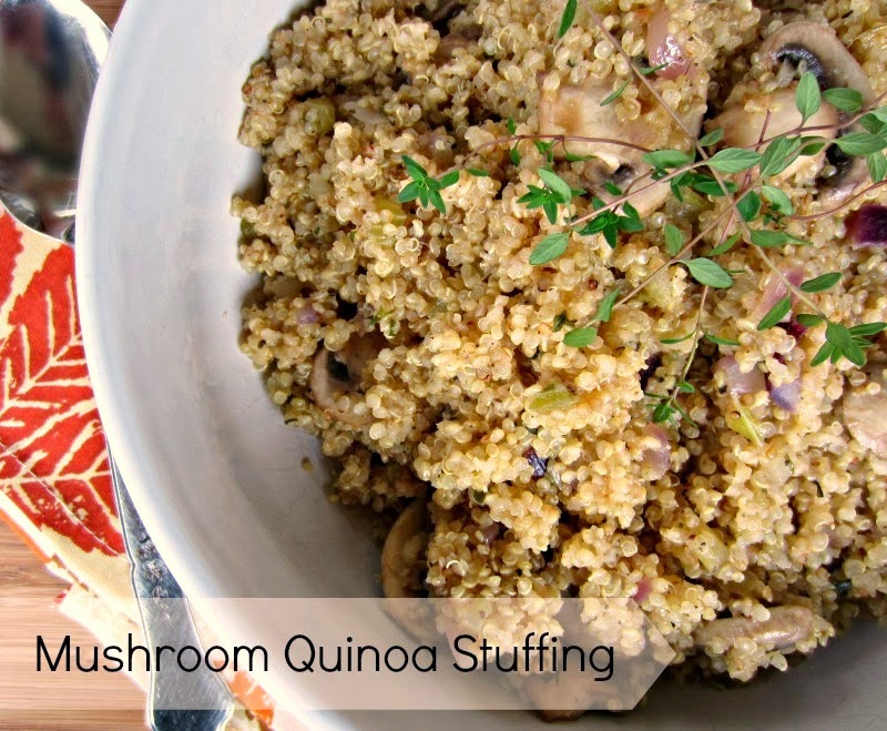Mushroom Quinoa Stuffing:  Vegan and Gluten Free alternative to bread stuffing