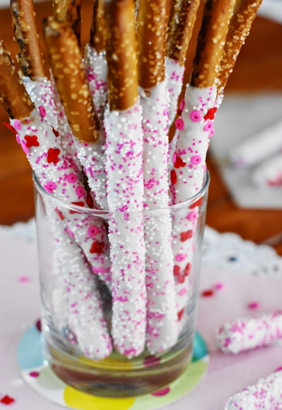 Valentines White Chocolate-Dipped Pretzel Rods | The Kitchen is My ...