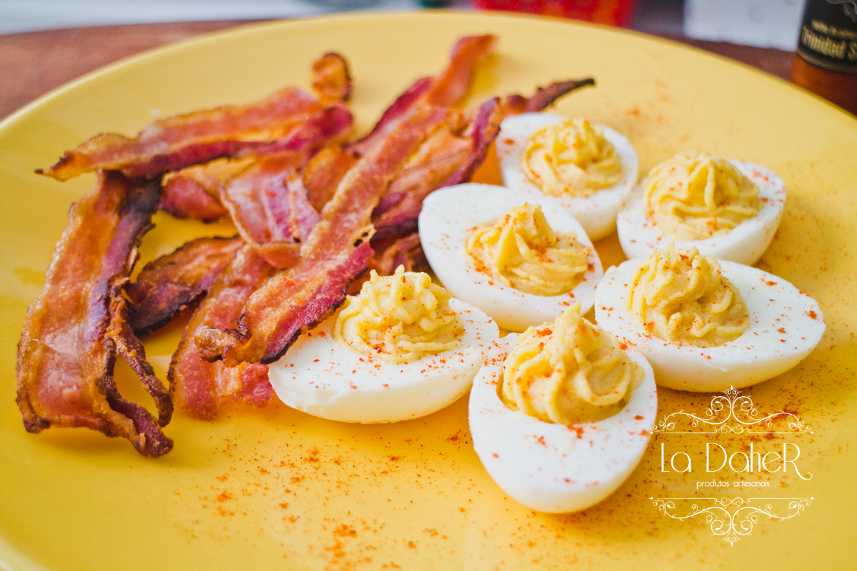 TRINIDAD SCORPION DEVILED EGGS + BACON