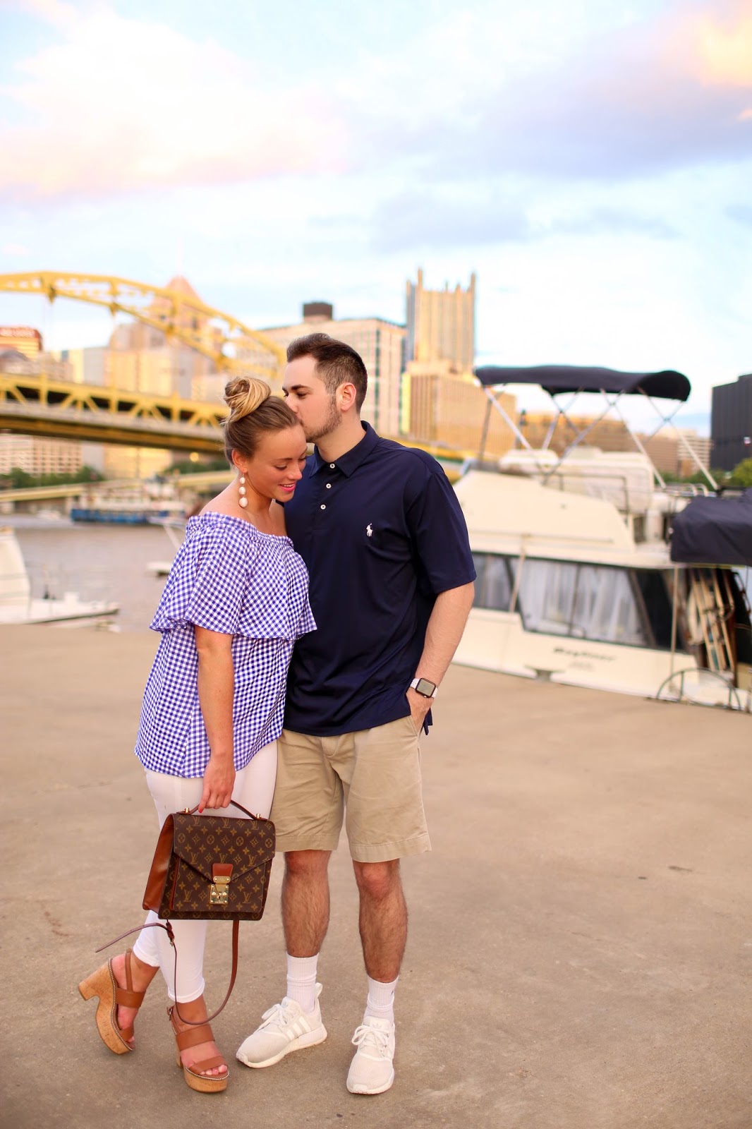 Gingham Off Shoulder Top for Date Night in Pittsburgh