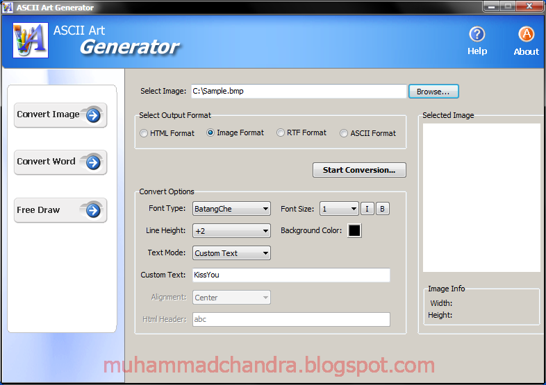 Sample generator. Ascii art generator. ascii image converter.