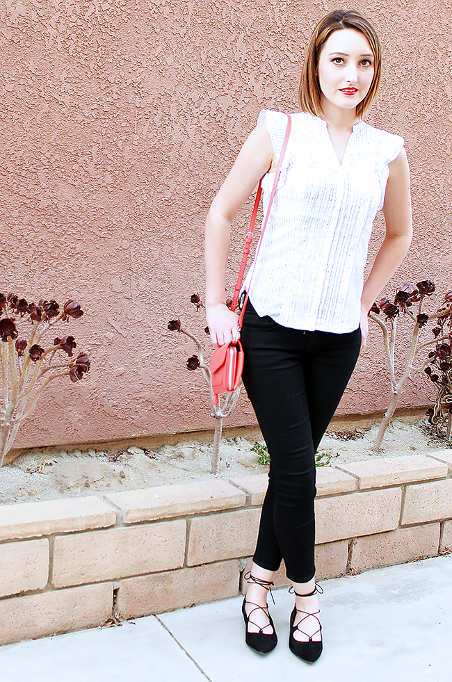 Black and White Outfit with Lace Up Flats Black and White Outfit with Lace Up Flats