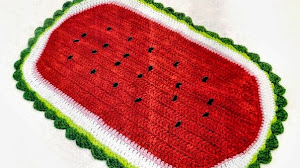 Tapete "Sandía" tejido al crochet con diagrama y patrón