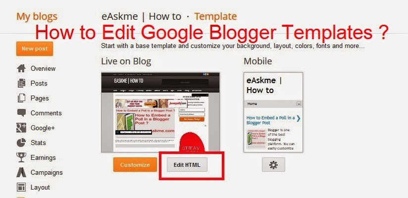 How to Edit Google Blogger Templates : eAskme