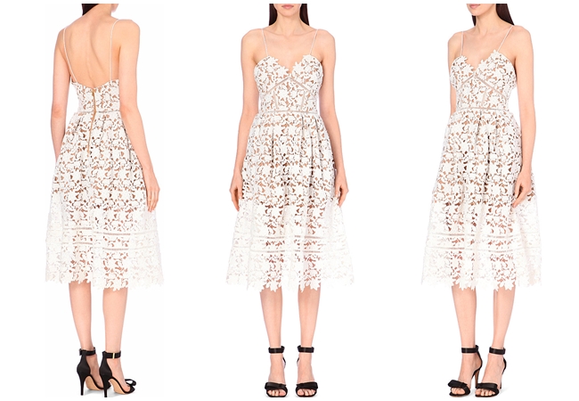 Self-Portrait, Azaelea Floral-Lace Mid-Length Dress, ₤240.00 Self-Portrait 2015 SS Azaelea Floral-Lace Mid-Length Dress