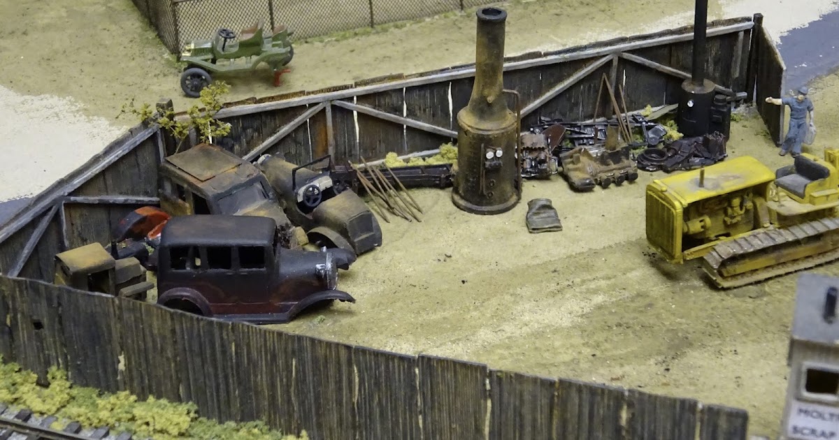 Model Railroad Minutiae Model scrap yard with some scrap installed