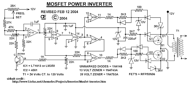 Skema 500W Mosfet Power Inverter Gambar