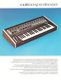 Retro Synth Ads: Moog Multimoog synthesizer reference sheet, 1980