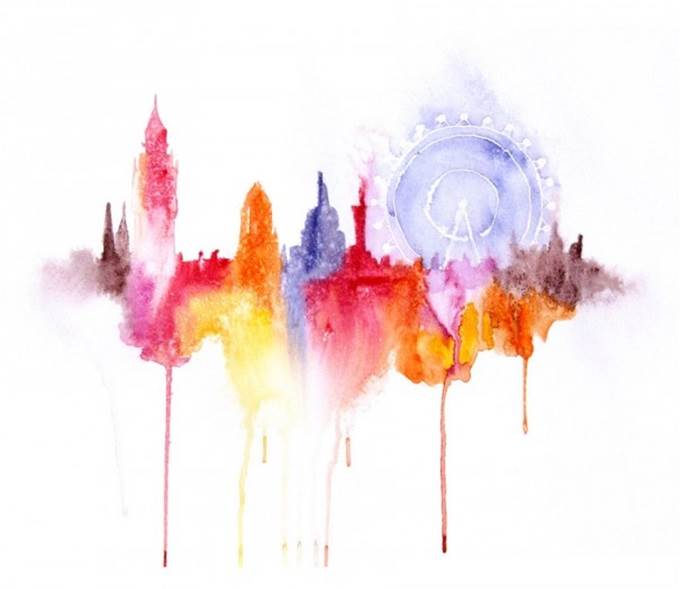 watercolor cityscape london