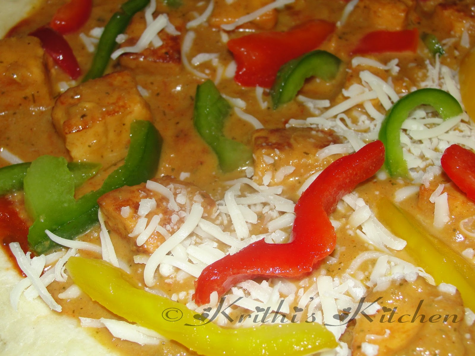 Krithi's Kitchen Paneer Butter Masala Pizza