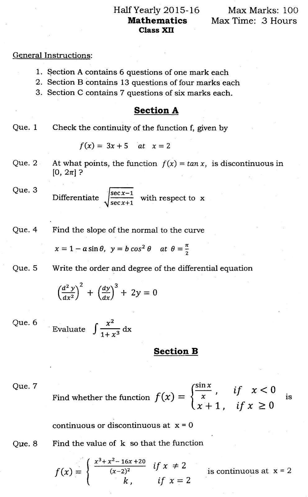 Cbse high school model paper 2014