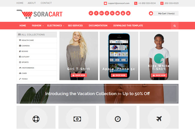 Sora Cart - Responsive Shop Blogger Template