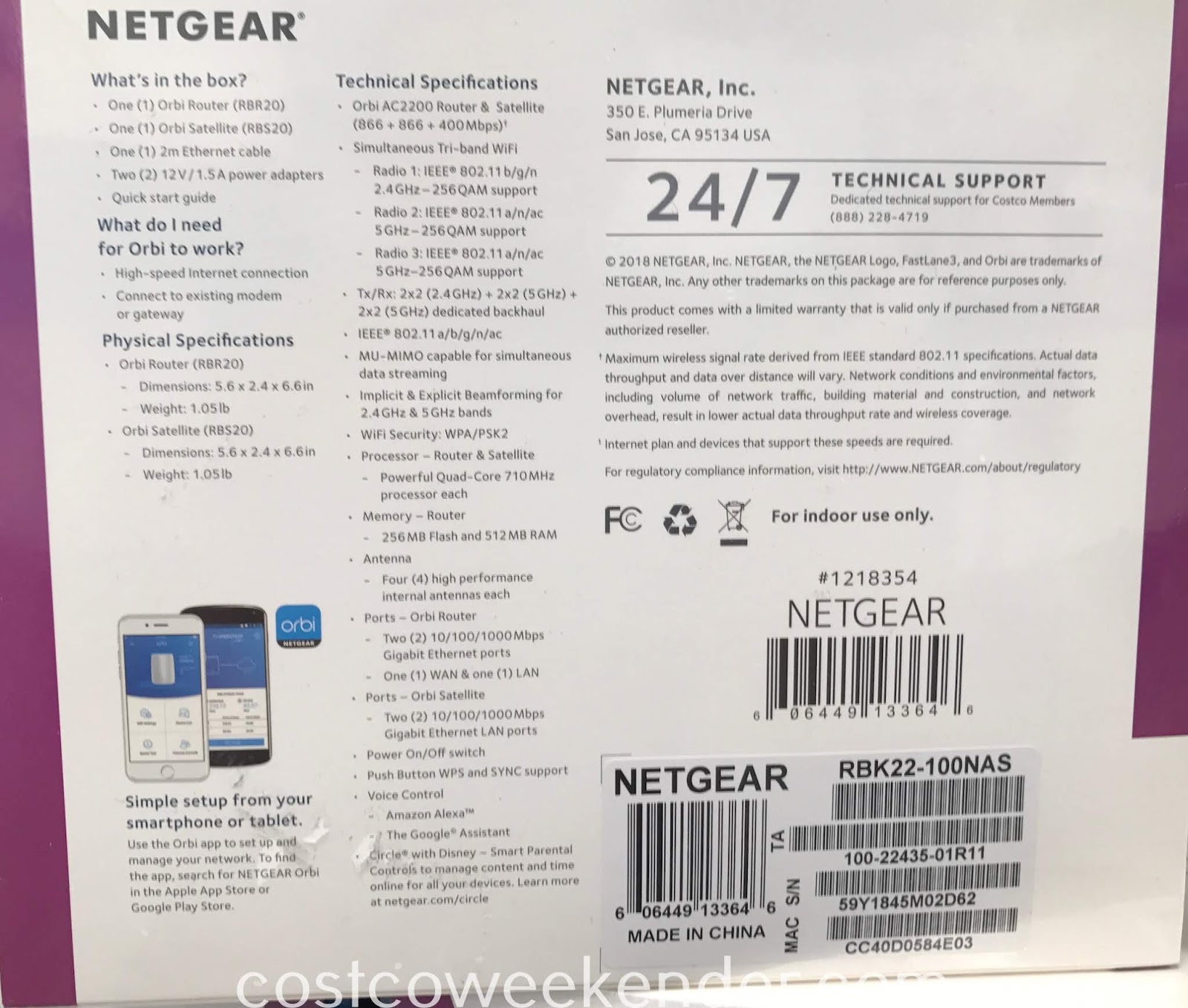 Netgear Orbi WiFi System AC2200 (RBK22) (2 pack) | Costco Weekender