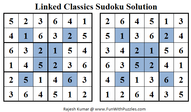 Linked Classics Sudoku (Mini Sudoku Series #16) Solution
