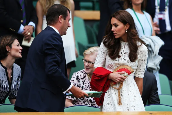 Catherine, Duchess of Cambridge and Prince William attend day nine of the Wimbledon Lawn Tennis Championships at Wimbledon in London