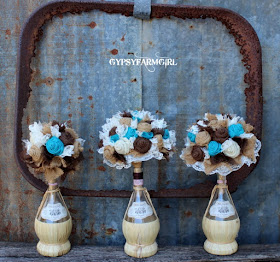 turquoise fabric bouquets 