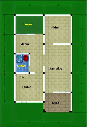 Dssain Rumah  Sederhana Type 48  Denah