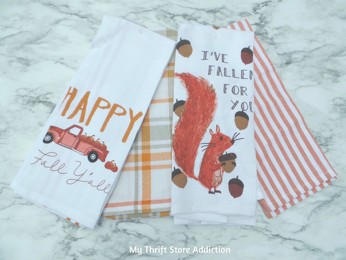 15 minute fall decor from repurposed dish towels