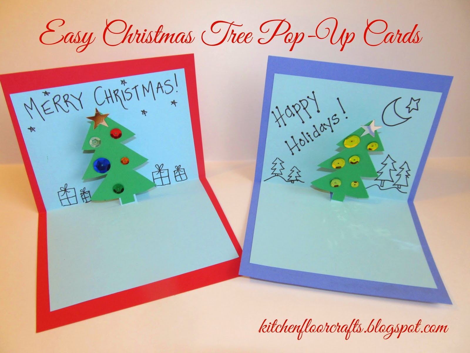 Kitchen Floor Crafts Easy Christmas Tree PopUp Cards