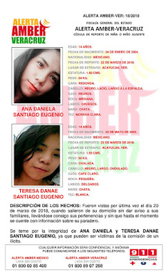 Acayucan; Activan Alerta Amber para hermanas Ana Daniela y Teresa Danae. Noticias en tiempo real