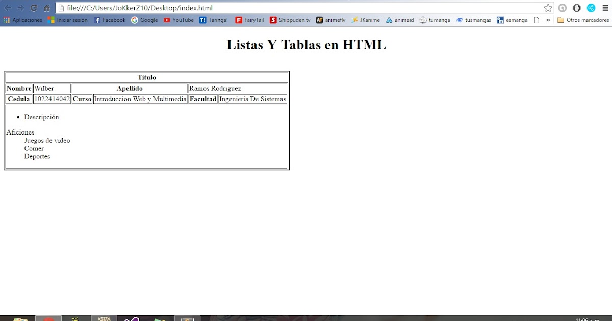 Introducción web y multimedia TABLAS Y LISTAS EN HTML
