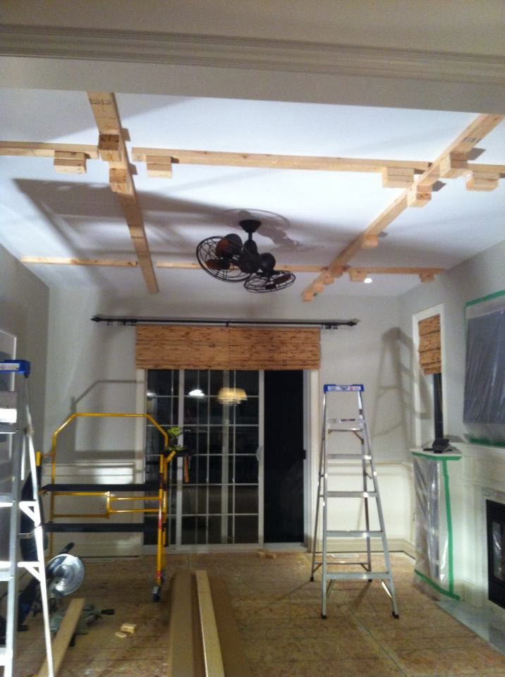 White Wood Coffered Ceiling Update Day One And Two