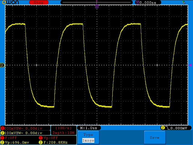 Измерения лампового усилитель на лампе 6J1 (аналог 6Ж1П). Частота 200 кГц.