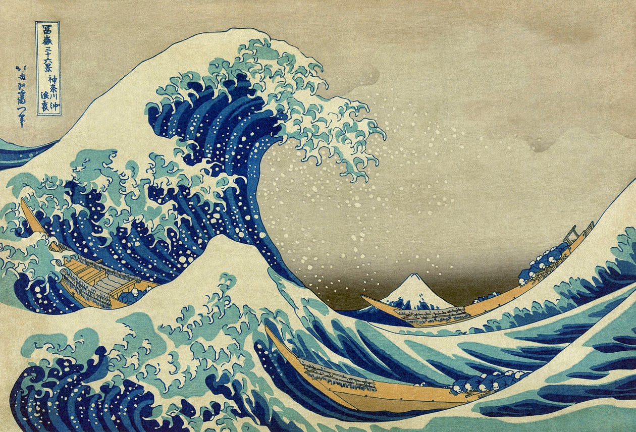 ⛵ framework Hokusai Ships CHOSHI in shimosa Print On Canvas Paint Brushstrokes 