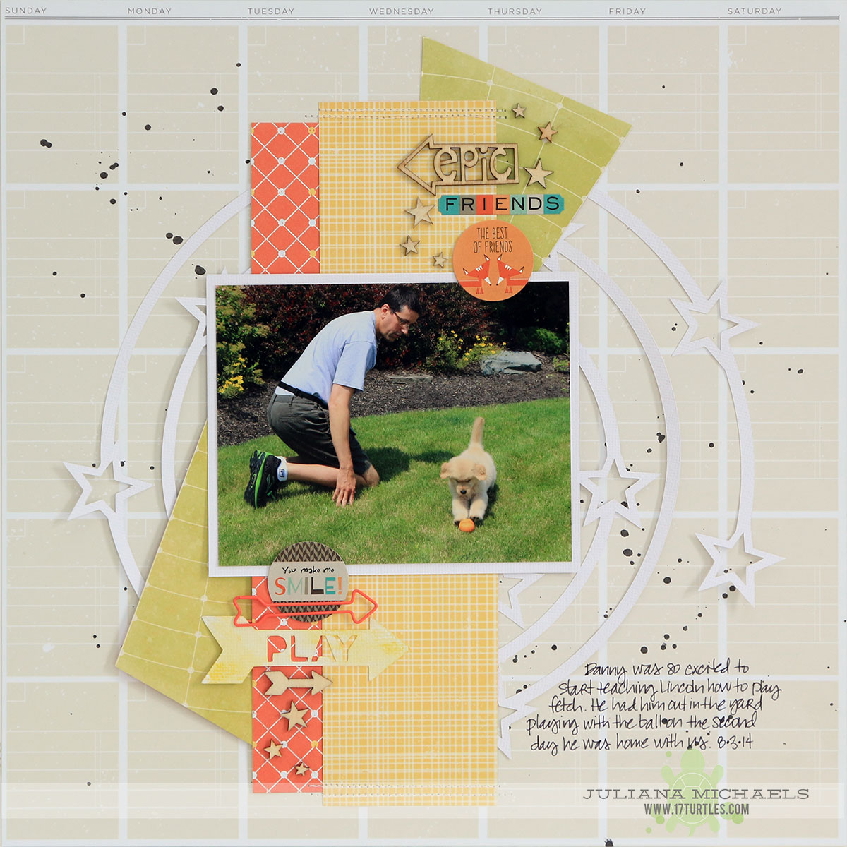 Play Puppy Scrapbook Page by Juliana Michaels featuring Jillibean Soup, American Crafts, Freckled Fawn, Fancy Pants and 17turtles Cut Files