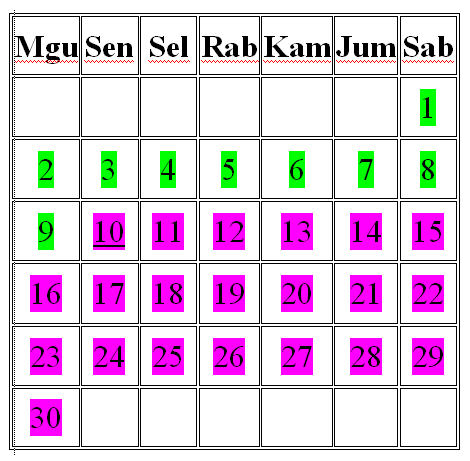 Jadwal Puasa Sunnah 2013M/1434H (Bulan Rajab dan Sya'ban ...