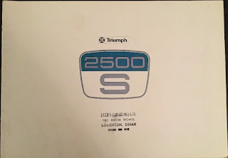 Lambs (Loughton) Ltd, address stamp on Triumph 2500S brochure