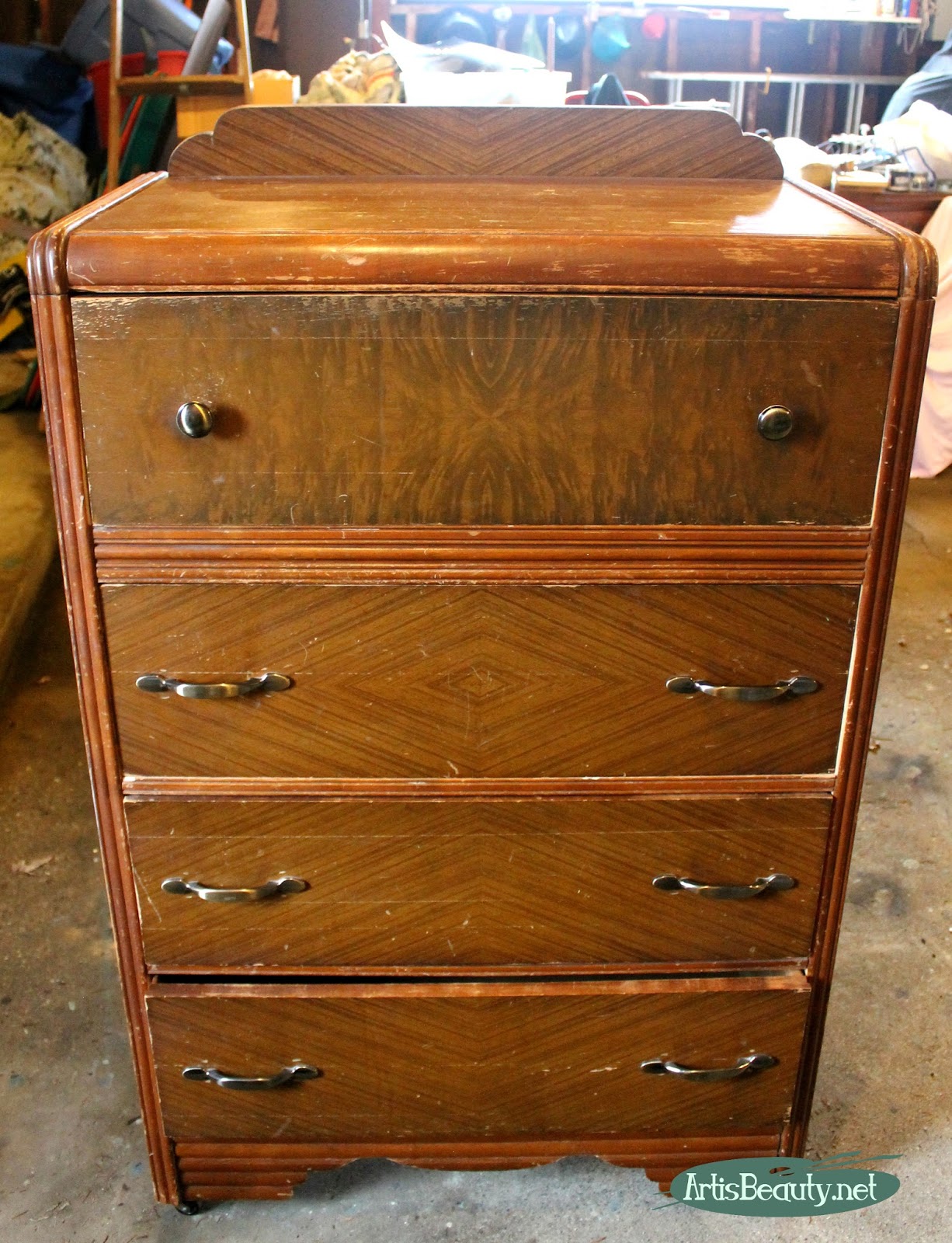 Art Is Beauty Before And After Two Toned Vintage Waterfall Chest