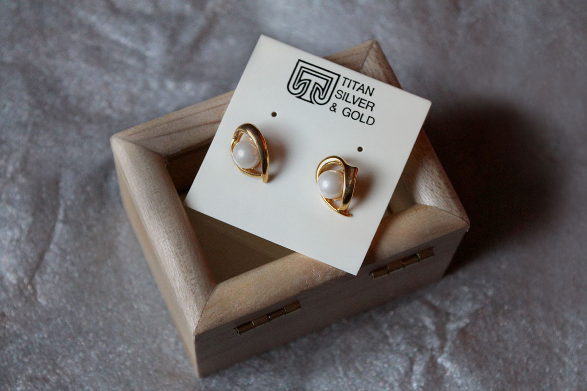 Titan Silver&Gold, pearl, earrings, jewelry