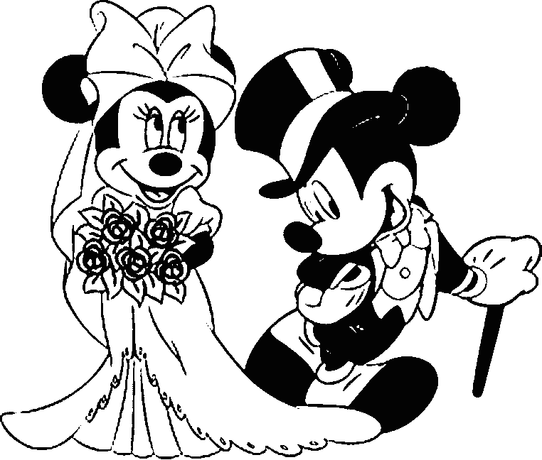 Mickey Mouse and Minnie Mouse For Kid Coloring Page Free wallpaper