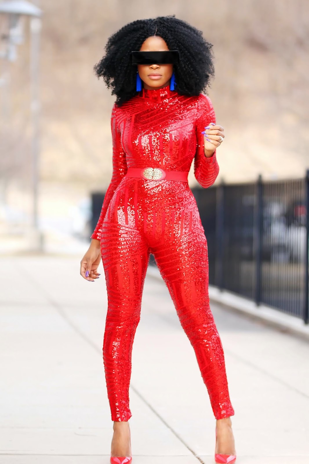 red spandex jumpsuit