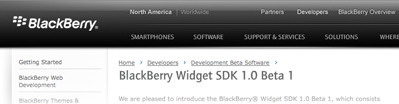 BlackBerry Widget SDK 1.0 beta 1 now available