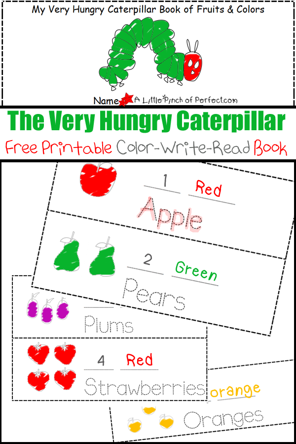 The Very Hungry Caterpillar Printable Color Write Read Book A Little 