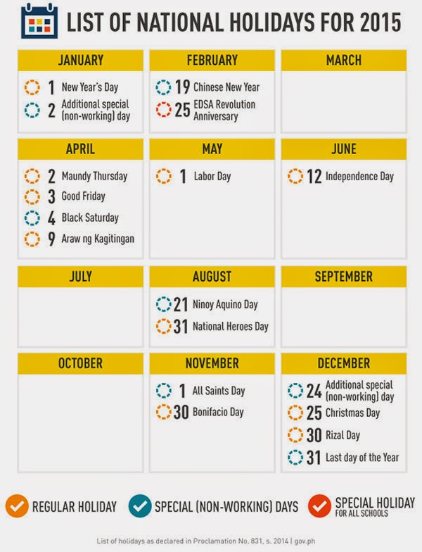 2015 Philippine Holidays Infographic