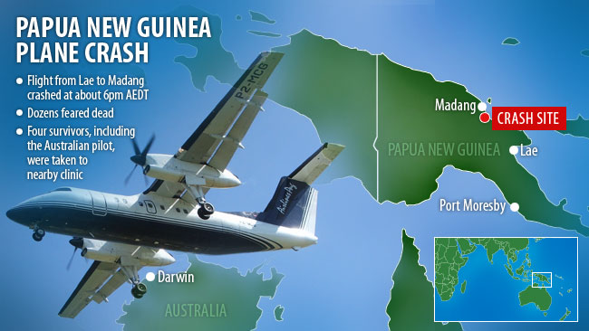 køleskab Beliggenhed program Kathryn's Report: Aussie pilot survives plane crash in Papua New Guinea  which killed 28 others. Airlines PNG, de Havilland Dash 8-100, P2-MCJ,  Flight CG-1600.