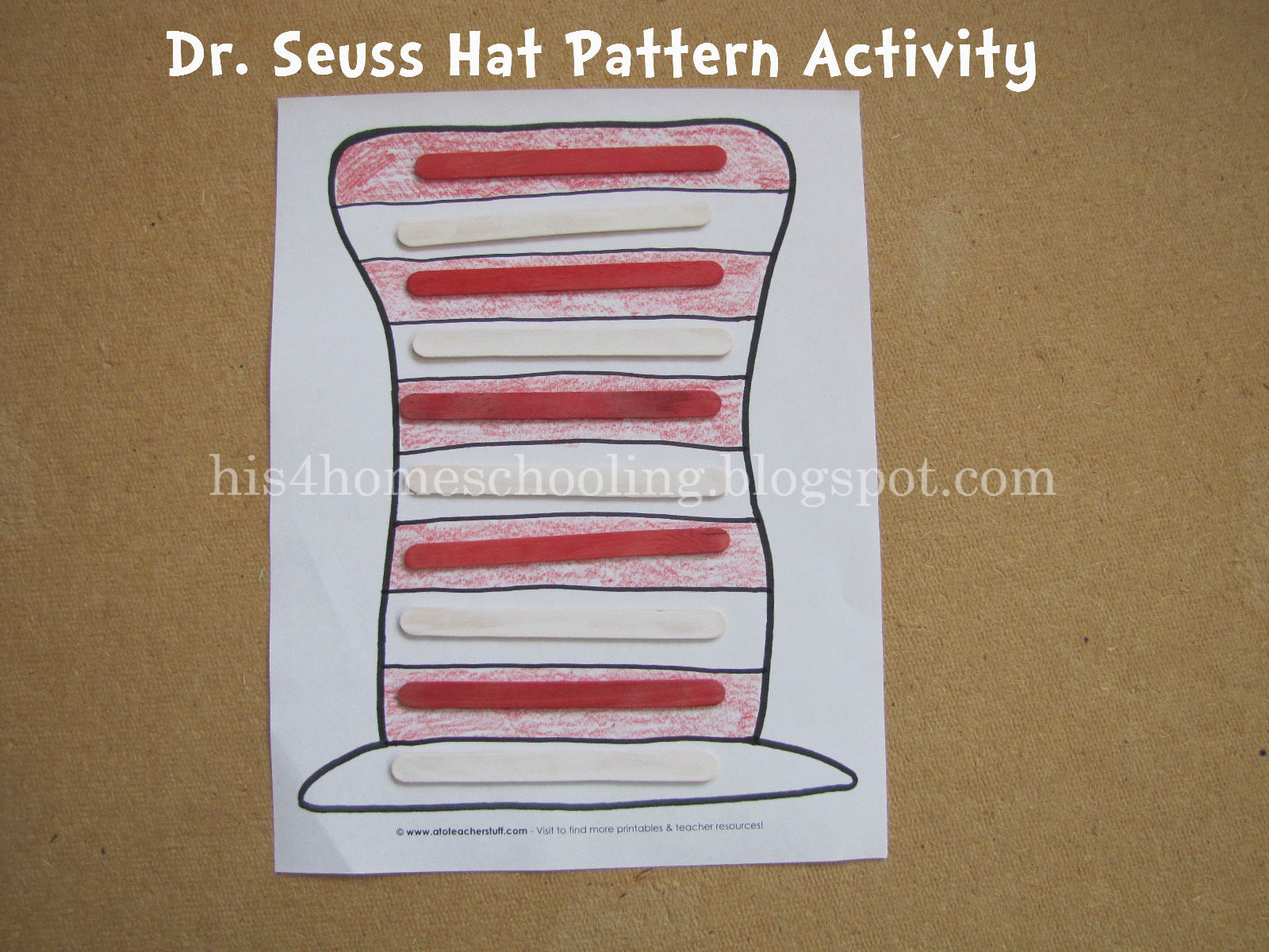 H is for homeschooling dr seuss hat pattern activity